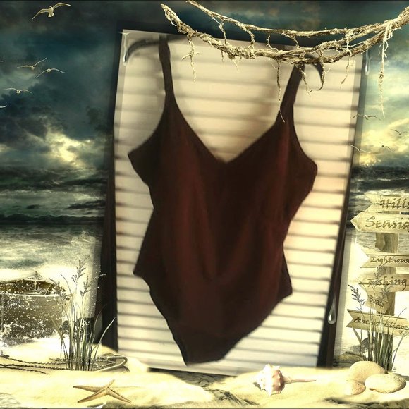 Silhouette Solutions Other - ⭐️CLEARANCE SALE⭐️ Deep Brown Soft Embossed Fabric One Piece Swimsuit SZ: 16W